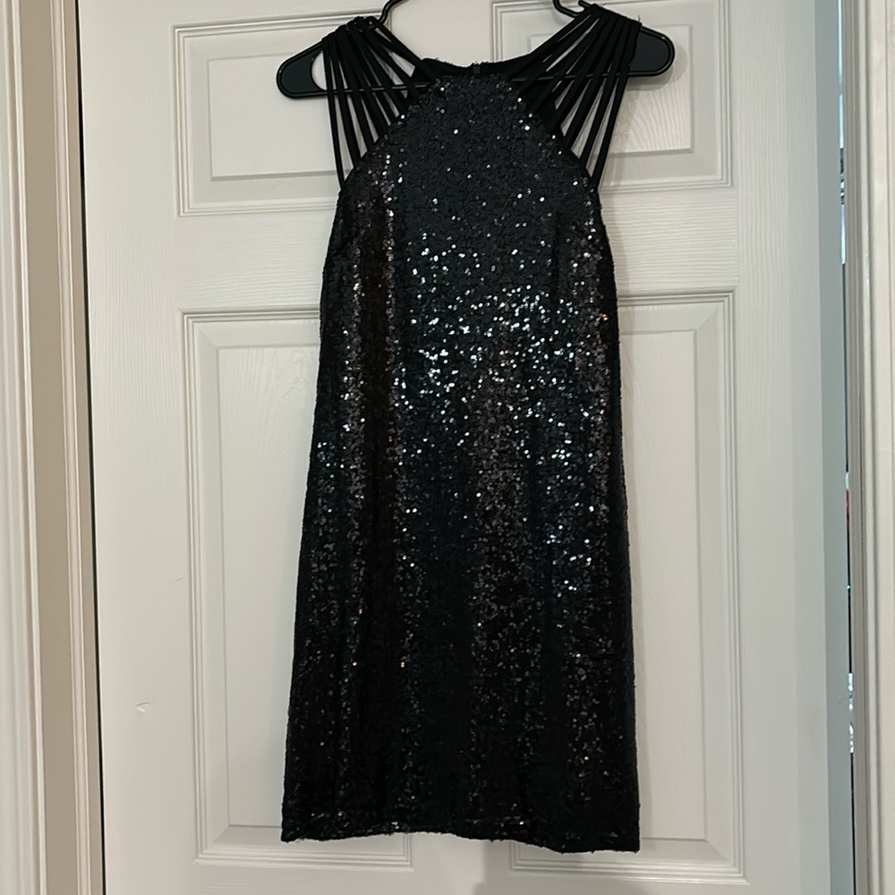 Pink Lily Boutique black sequin dress.